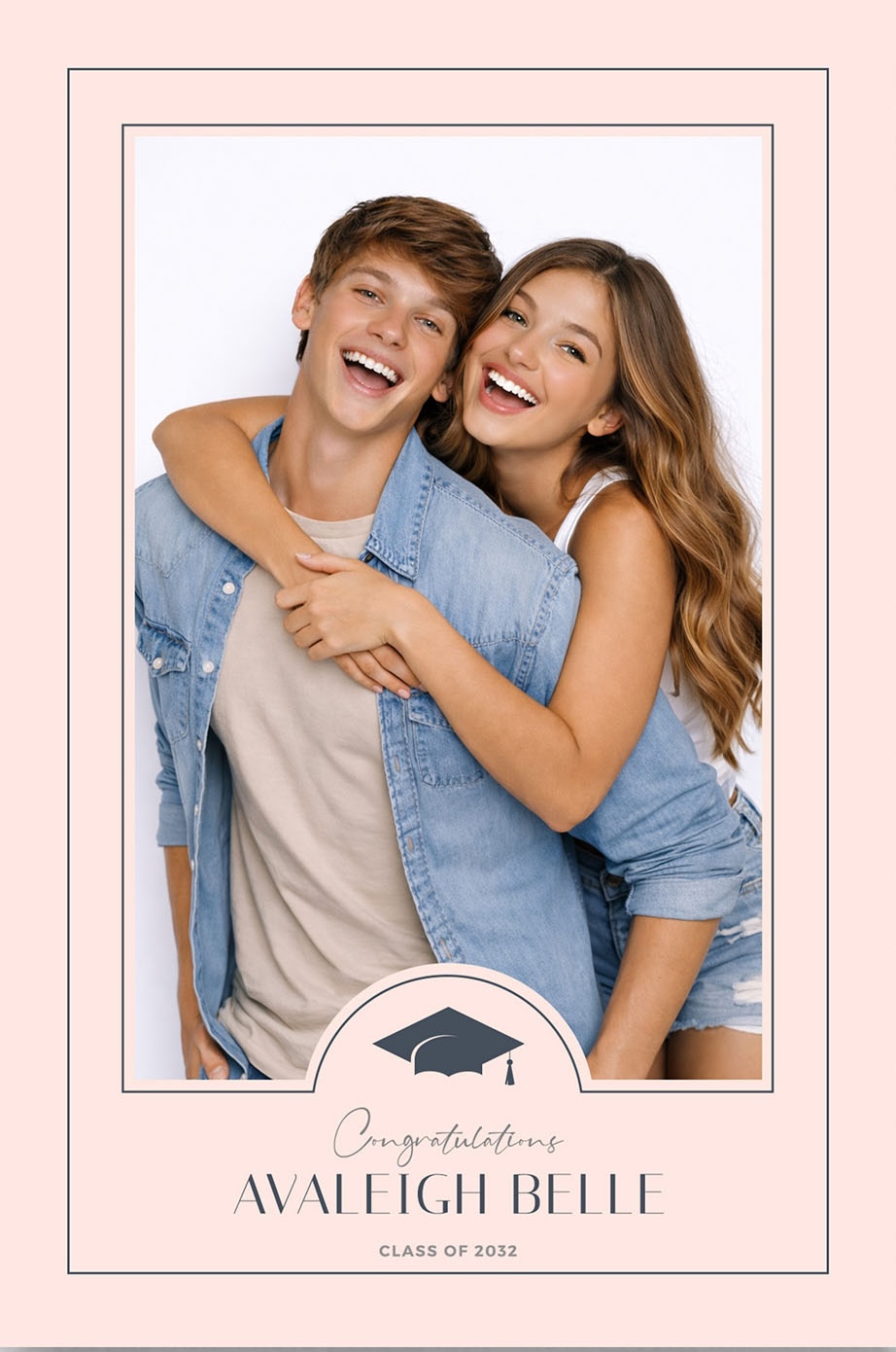 Vertical portrait photo booth template with graduation motif